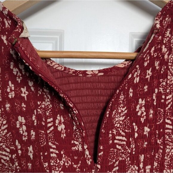 Soft Surroundings Dress Marlais Bohemian Burgundy Tomato Floral Tiered Maxi Sz 8 - Picture 8 of 8